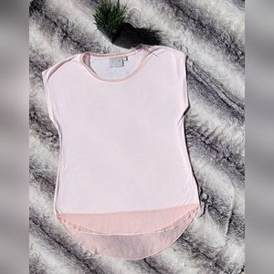 Light Pink Sheer Trim Blouse